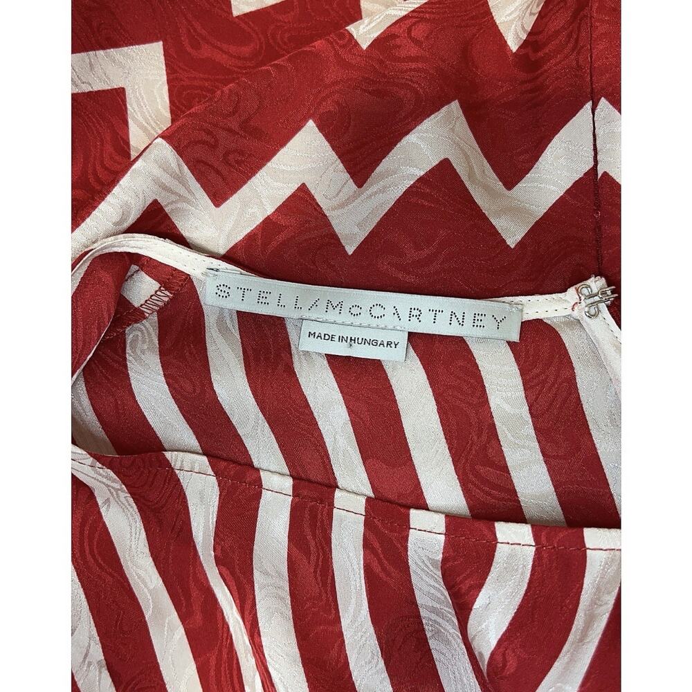 Stella McCartney Resort 2014 Red Stripe Chevron Moire Jacquard Dress Rare US 10 - Picture 5 of 15